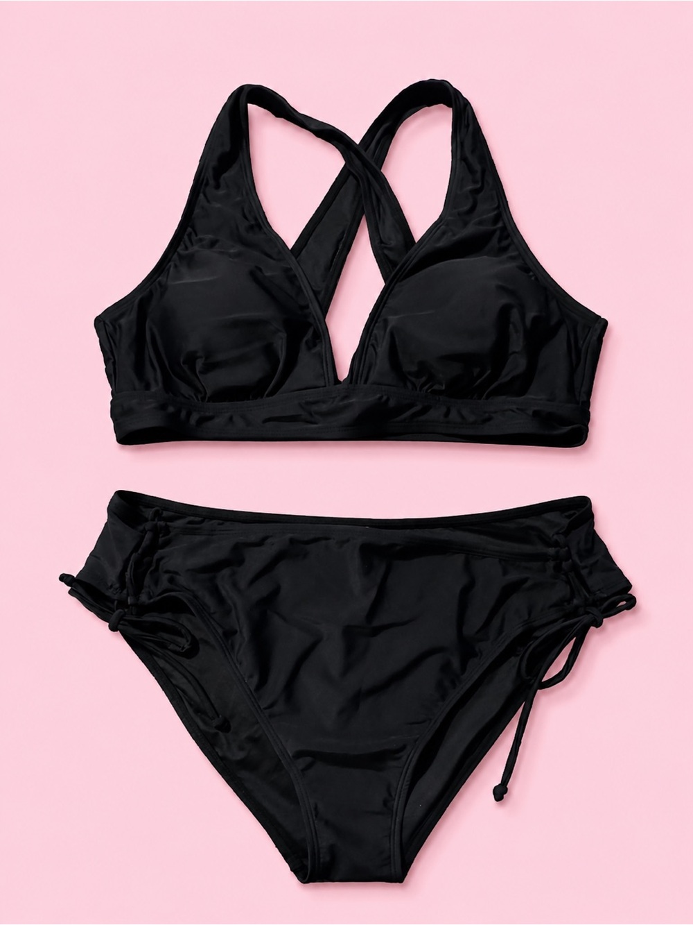 Cupshe Women's Black V-Neck bikini - XL
